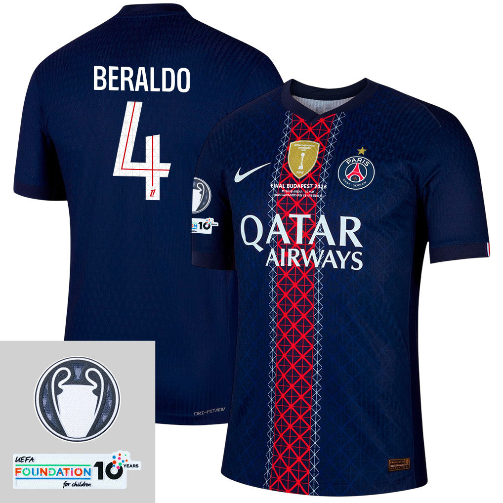 Lucas Beraldo 4 Paris Saint-Germain 25/26 Final Match Detail Home Jersey – Men, Navy