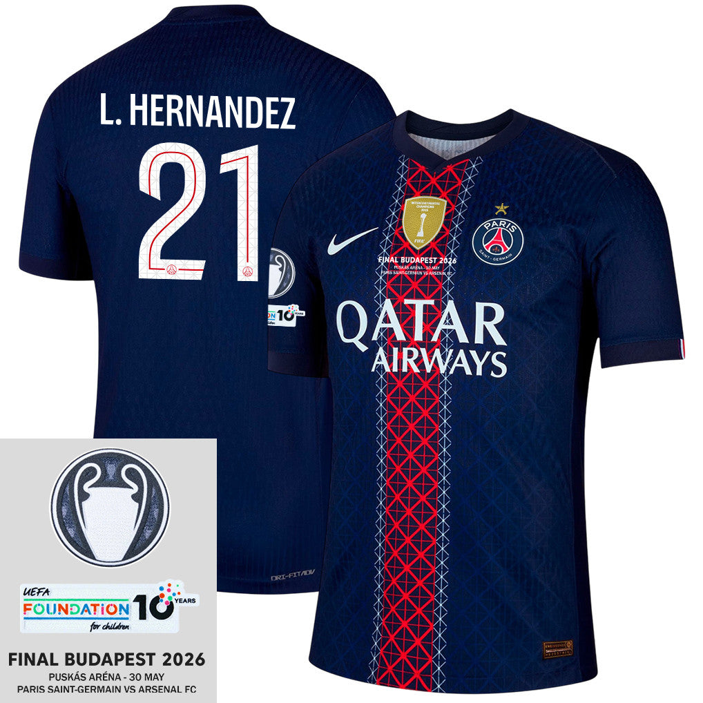 Lucas Hernández 21 Paris Saint-Germain 25/26 Final Match Detail Home Jersey – Men, Navy