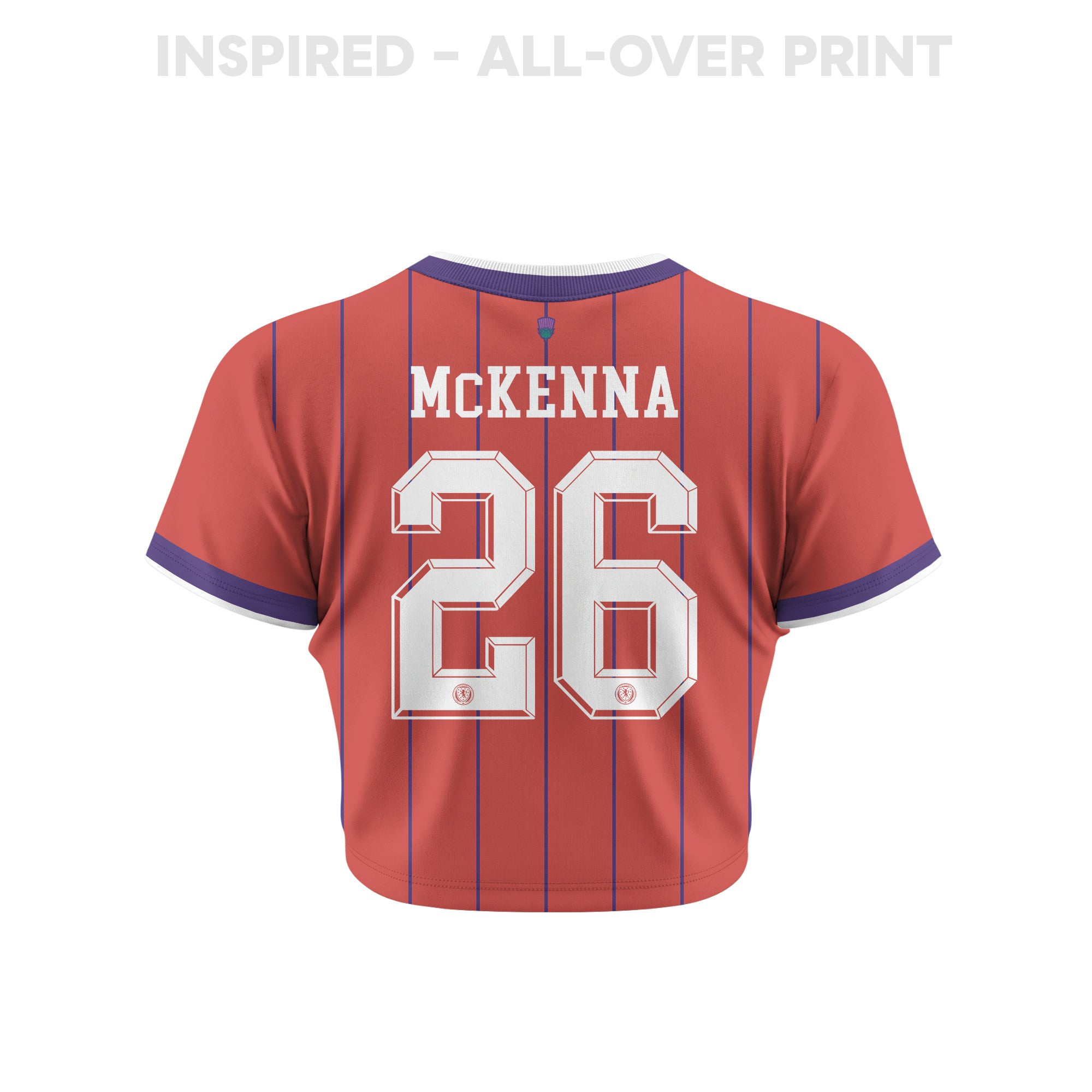 Scott McKenna 26 Scotland 2026 Women's Away All-Over Print Cropped Jersey - Red