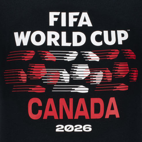 Canada FIFA World Cup 2026 Striped Soccer Ball Graphic T-Shirt - Black