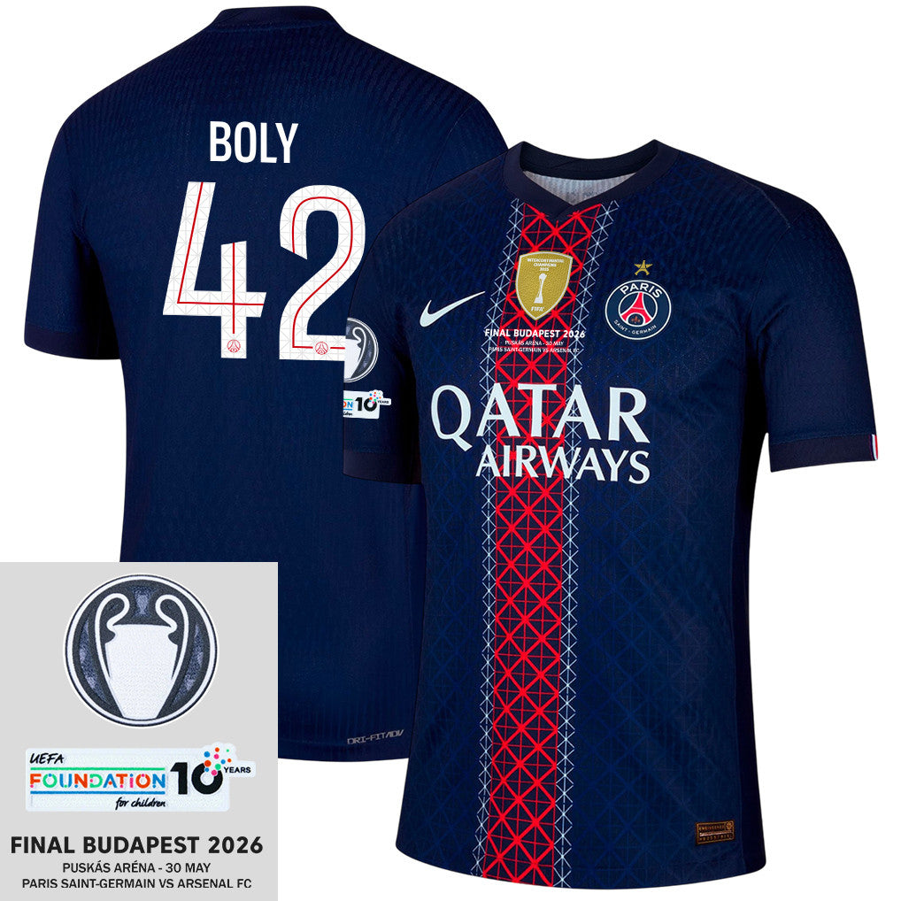 David Boly 42 Paris Saint-Germain 25/26 Final Match Detail Home Jersey – Men, Navy