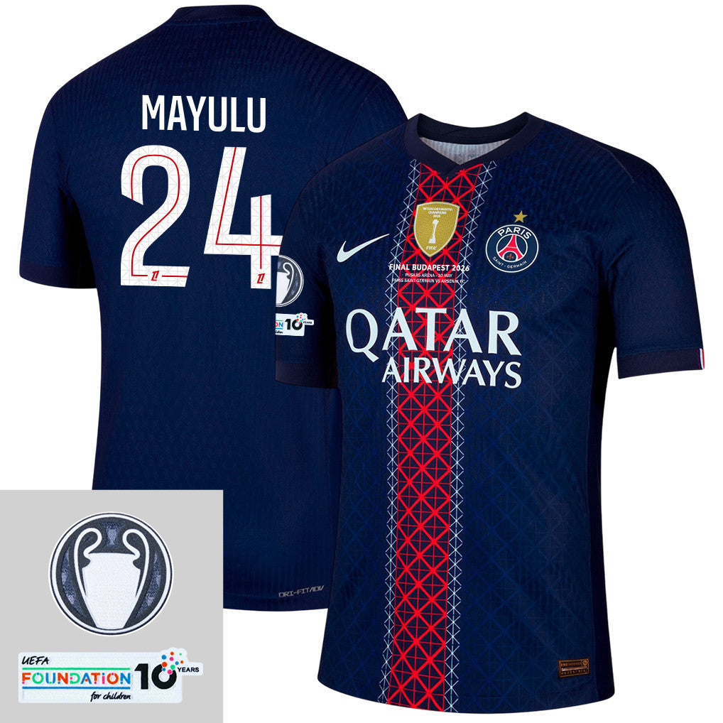 Senny Mayulu 24 Paris Saint-Germain 25/26 Final Match Detail Home Jersey – Men, Navy
