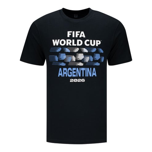 Argentina FIFA World Cup 2026 Striped Soccer Ball Graphic T-Shirt - Black