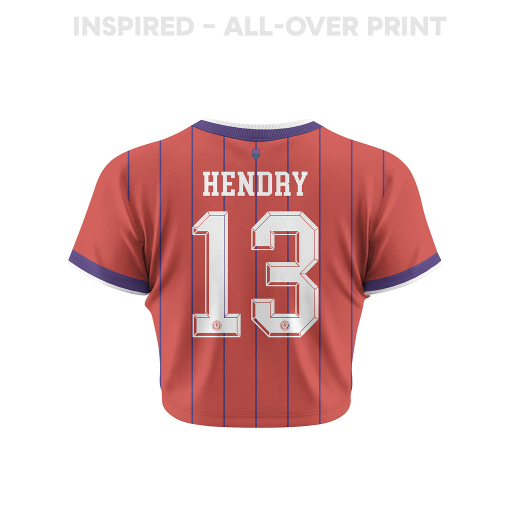 Jack Hendry 13 Scotland 2026 Women's Away All-Over Print Cropped Jersey - Red