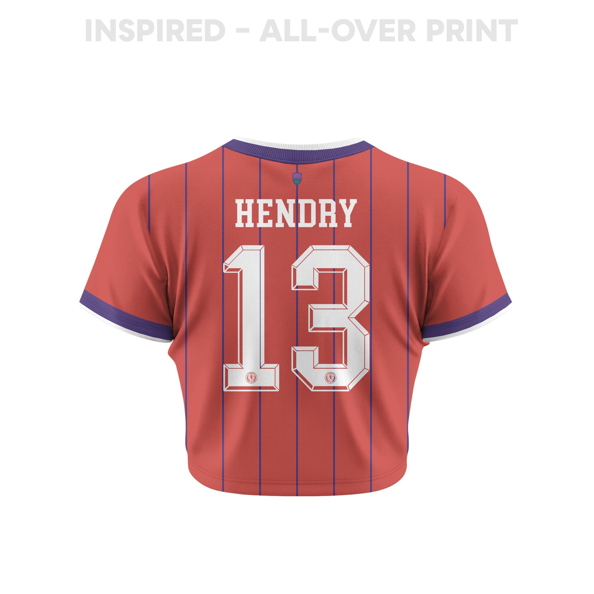 Jack Hendry 13 Scotland 2026 Women's Away All-Over Print Cropped Jersey - Red