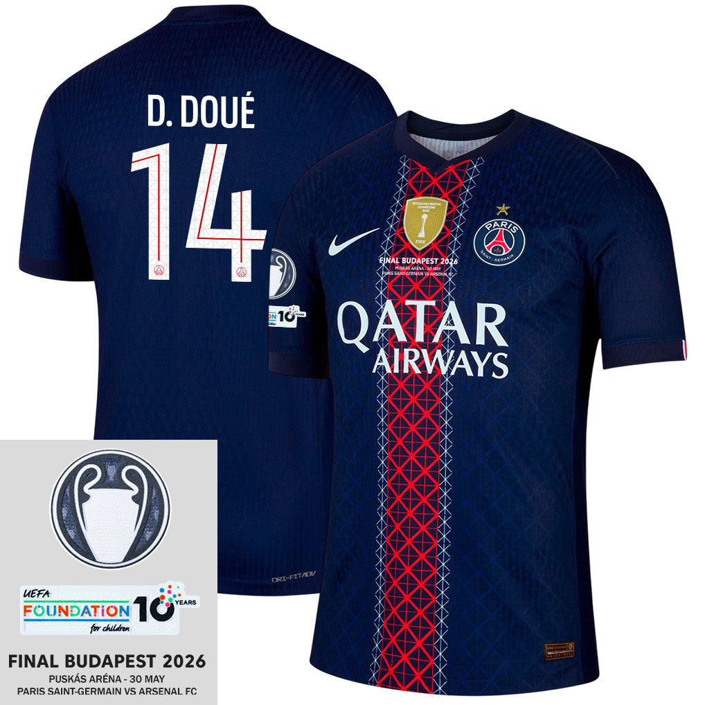 Désiré Doué 14 Paris Saint-Germain 25/26 Final Match Detail Home Jersey – Men, Navy