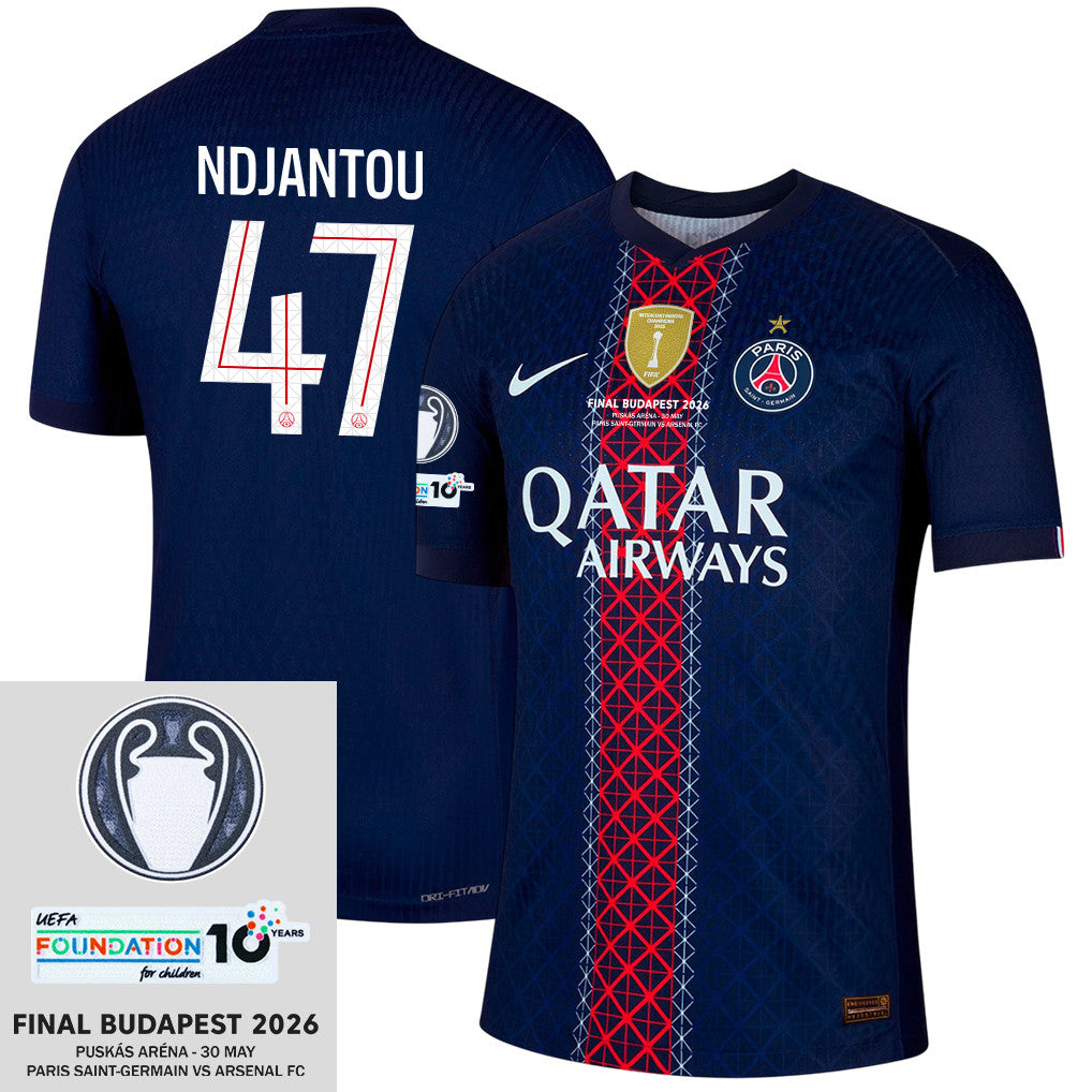 Quentin Ndjantou 47 Paris Saint-Germain 25/26 Final Match Detail Home Jersey – Men, Navy