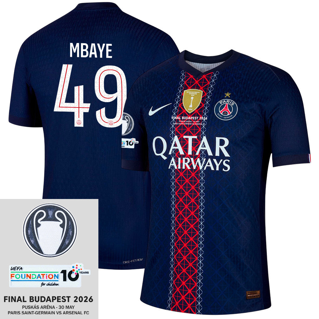 Ibrahim Mbaye 49 Paris Saint-Germain 25/26 Final Match Detail Home Jersey – Men, Navy