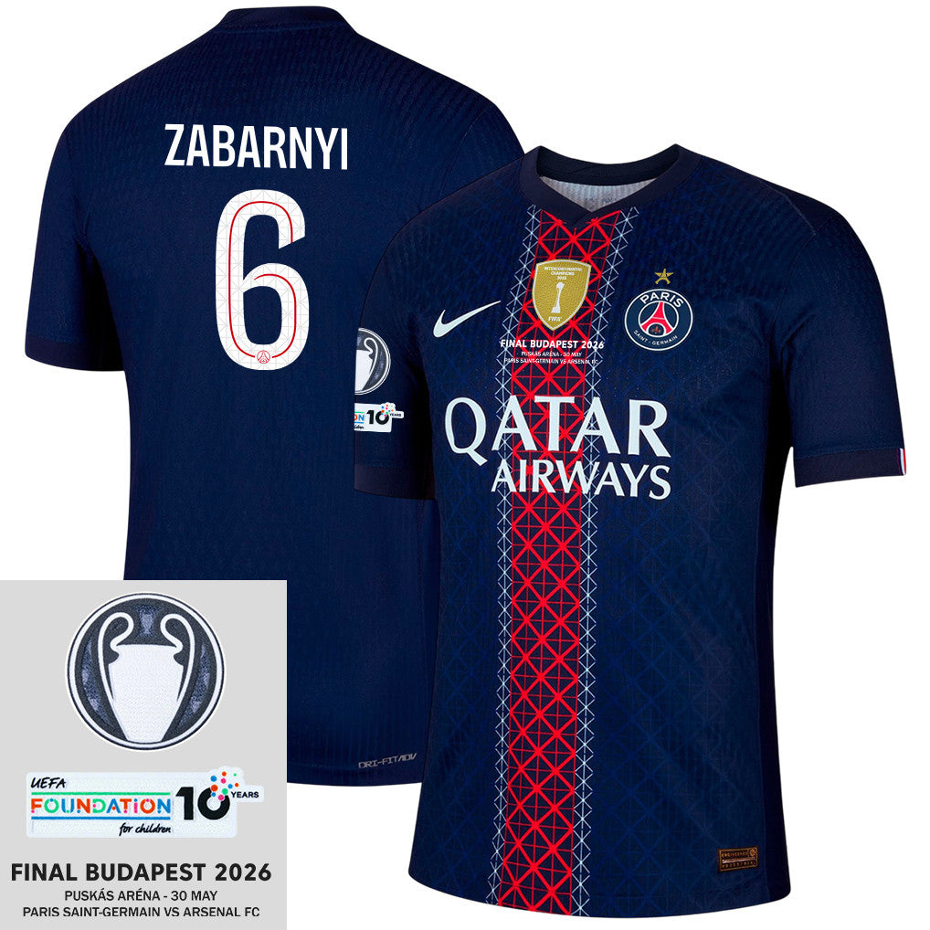 Illia Zabarnyi 6 Paris Saint-Germain 25/26 Final Match Detail Home Jersey – Men, Navy