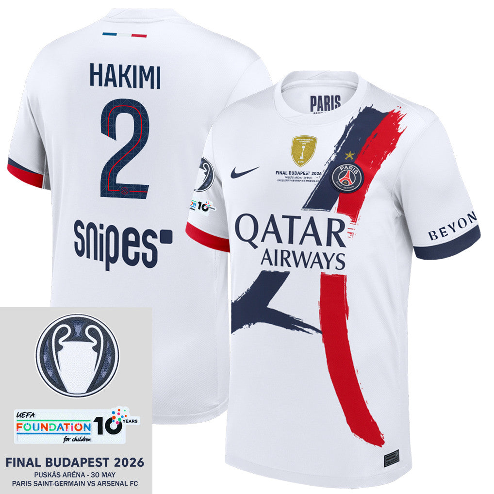 Achraf Hakimi 2 Paris Saint-Germain 25/26 Final Match Detail Away Jersey – Men, White