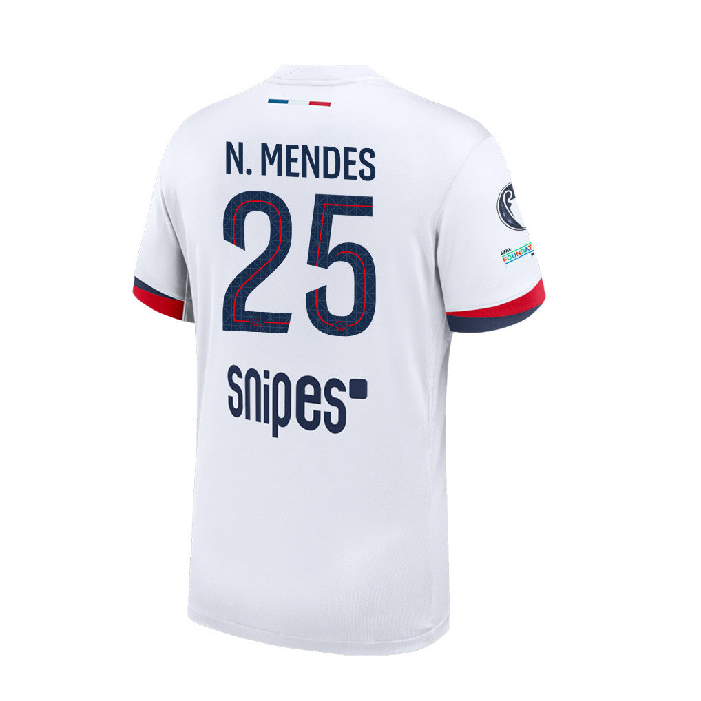 Nuno Mendes 25 Paris Saint-Germain 25/26 Final Match Detail Away Jersey – Men, White