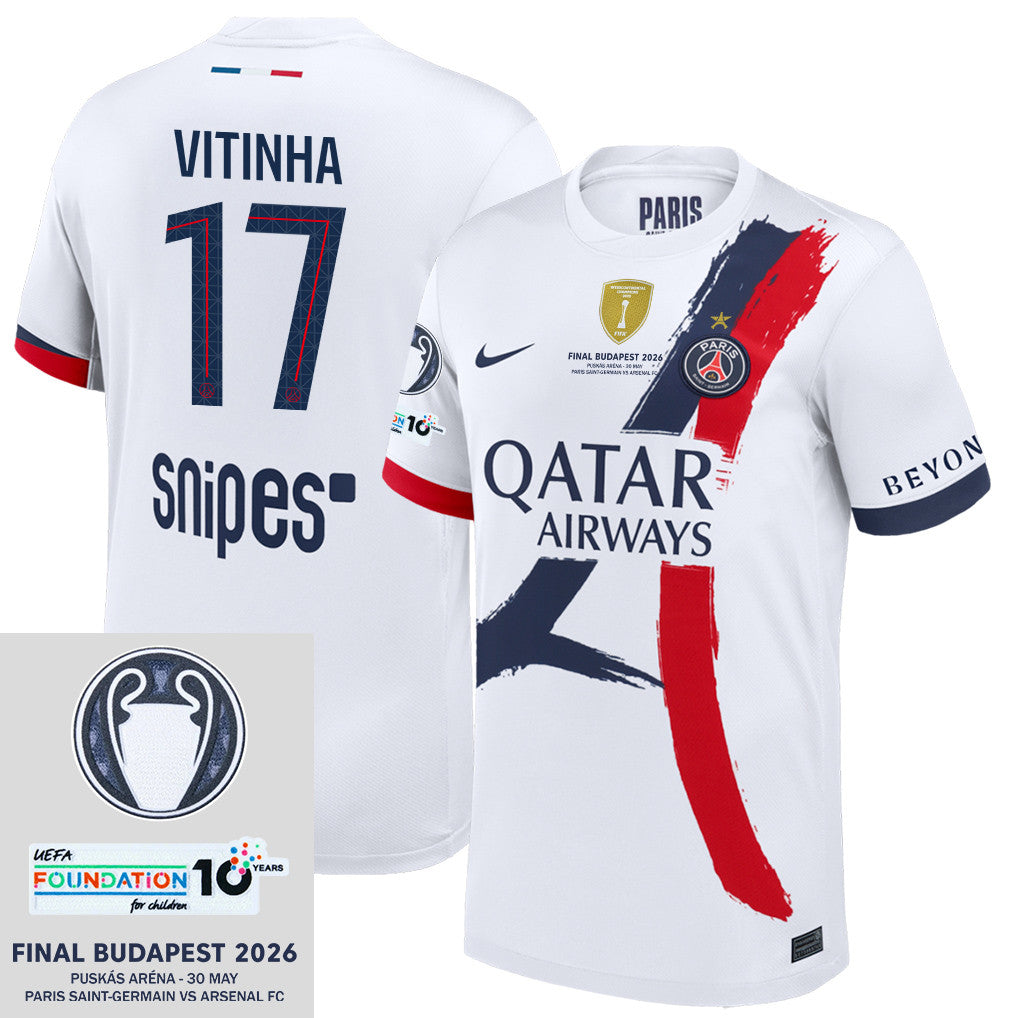 Vitinha 17 Paris Saint-Germain 25/26 Final Match Detail Away Jersey – Men, White