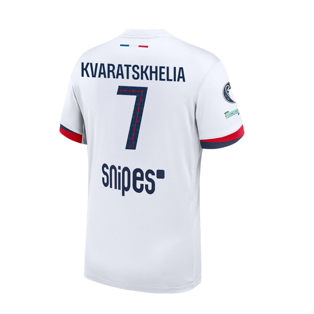 Khvicha Kvaratskhelia 7 Paris Saint-Germain 25/26 Final Match Detail Away Jersey – Men, White