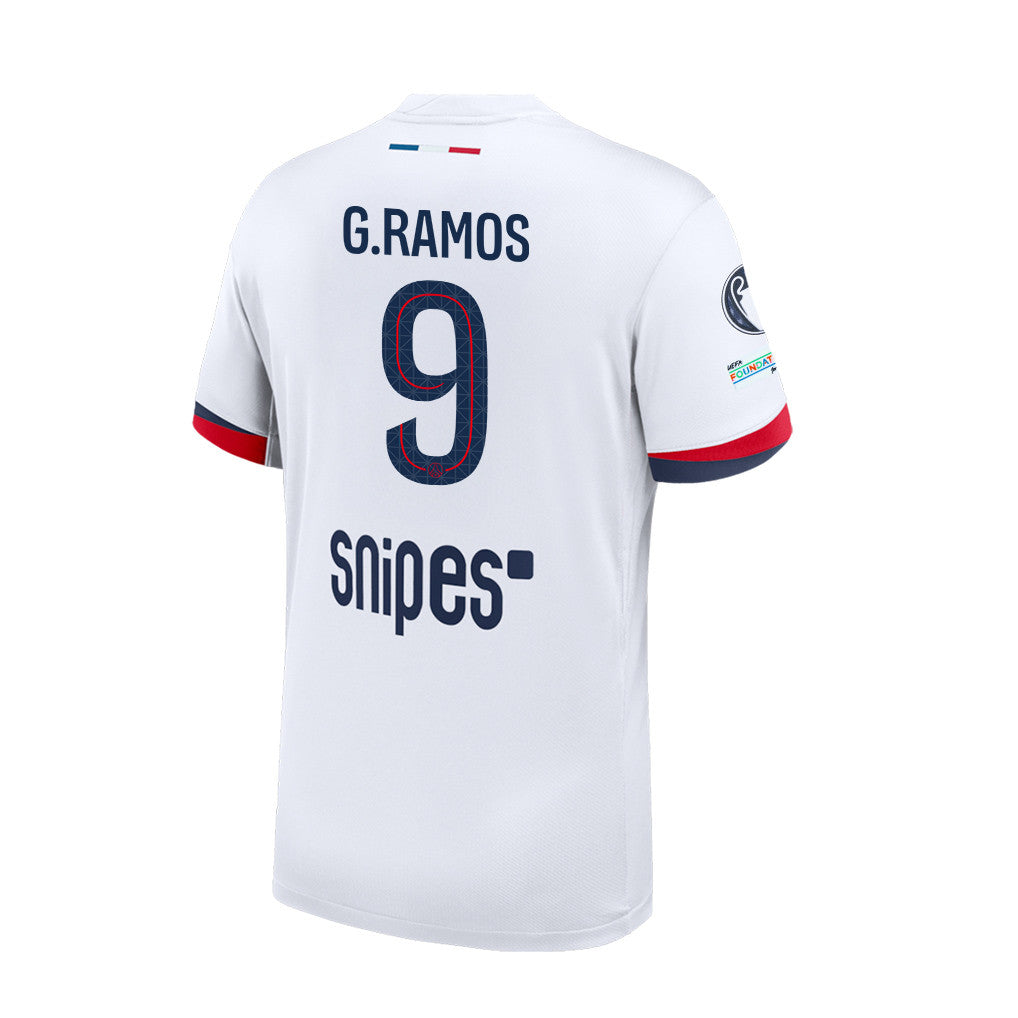 Gonçalo Ramos 9 Paris Saint-Germain 25/26 Final Match Detail Away Jersey – Men, White