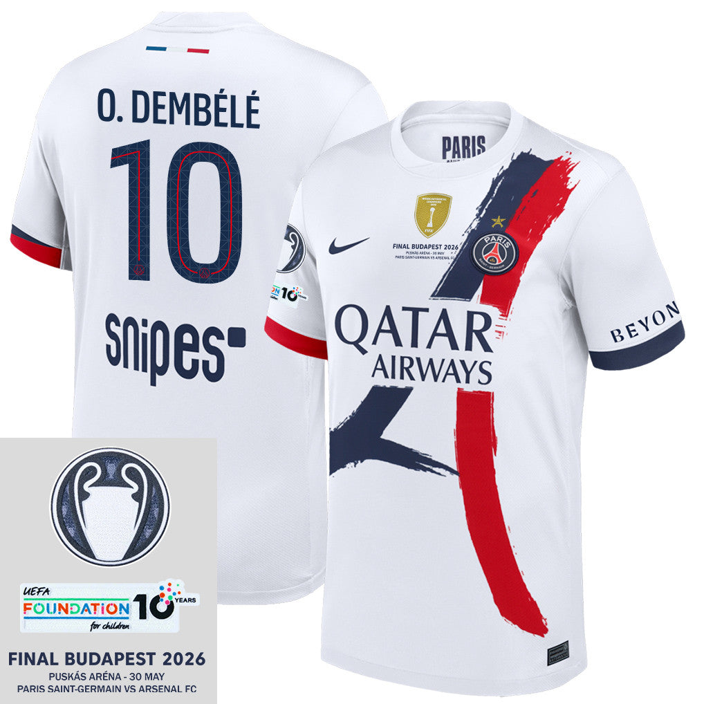 Ousmane Dembélé 10 Paris Saint-Germain 25/26 Final Match Detail Away Jersey – Men, White