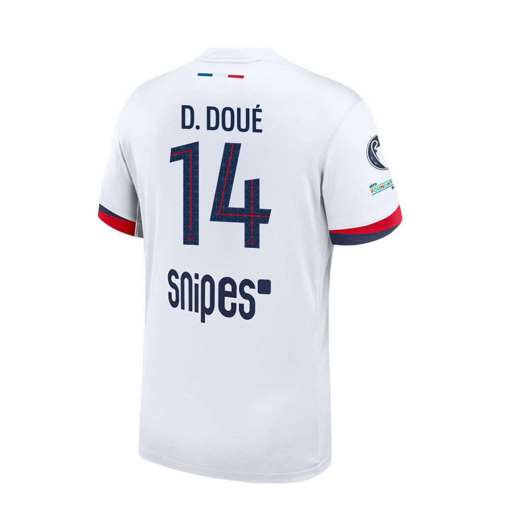 Désiré Doué 14 Paris Saint-Germain 25/26 Final Match Detail Away Jersey – Men, White