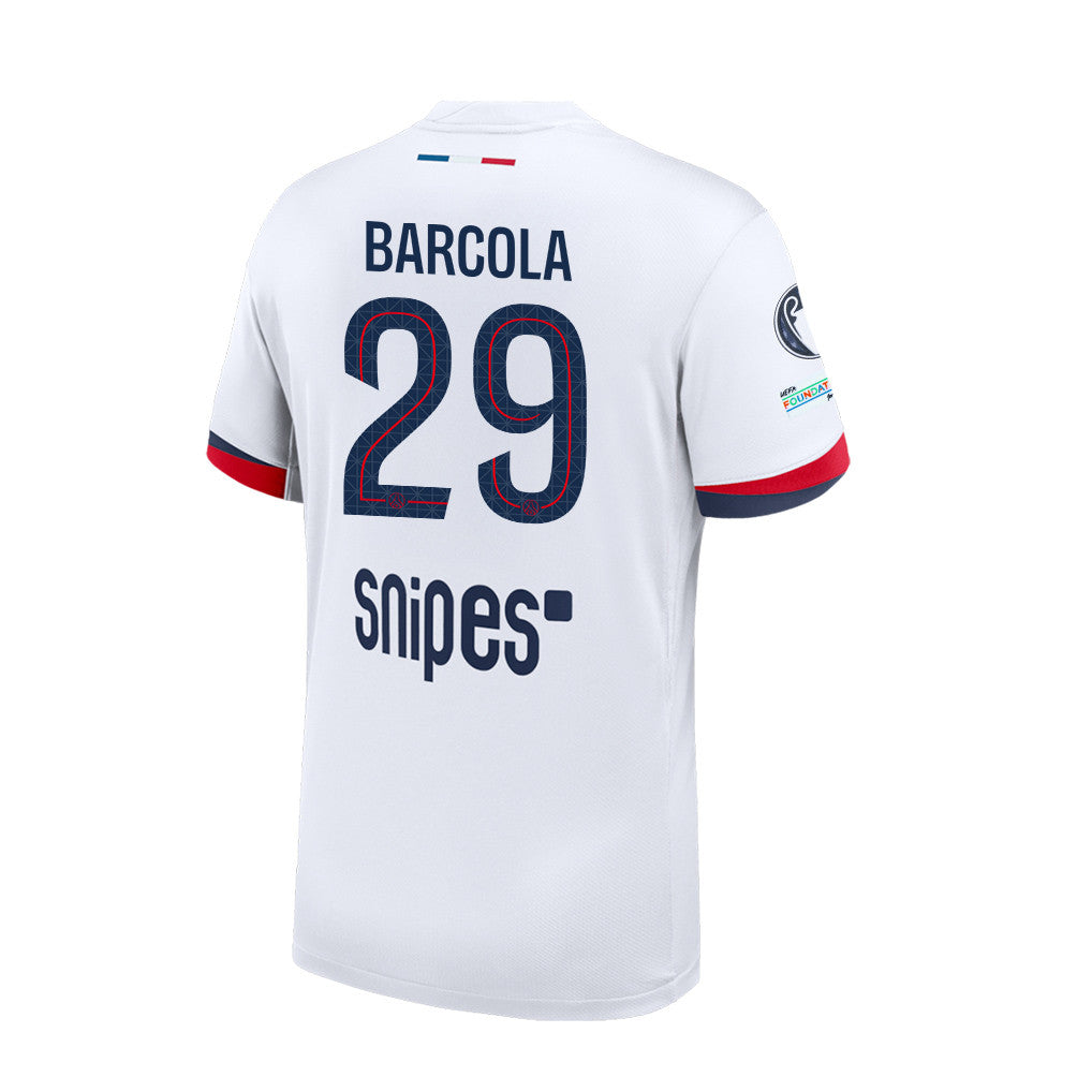 Bradley Barcola 29 Paris Saint-Germain 25/26 Final Match Detail Away Jersey – Men, White