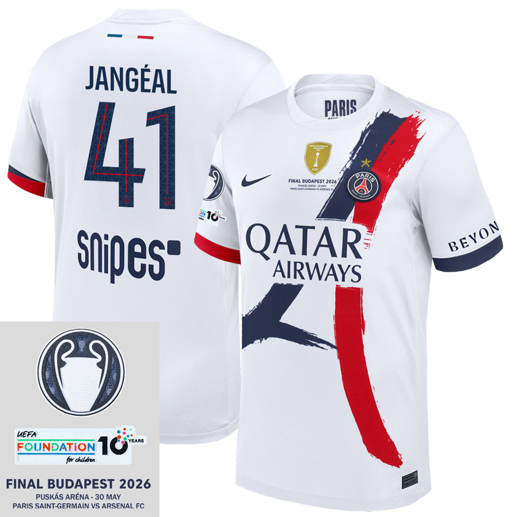 Mathis Jangeal 41 Paris Saint-Germain 25/26 Final Match Detail Away Jersey – Men, White