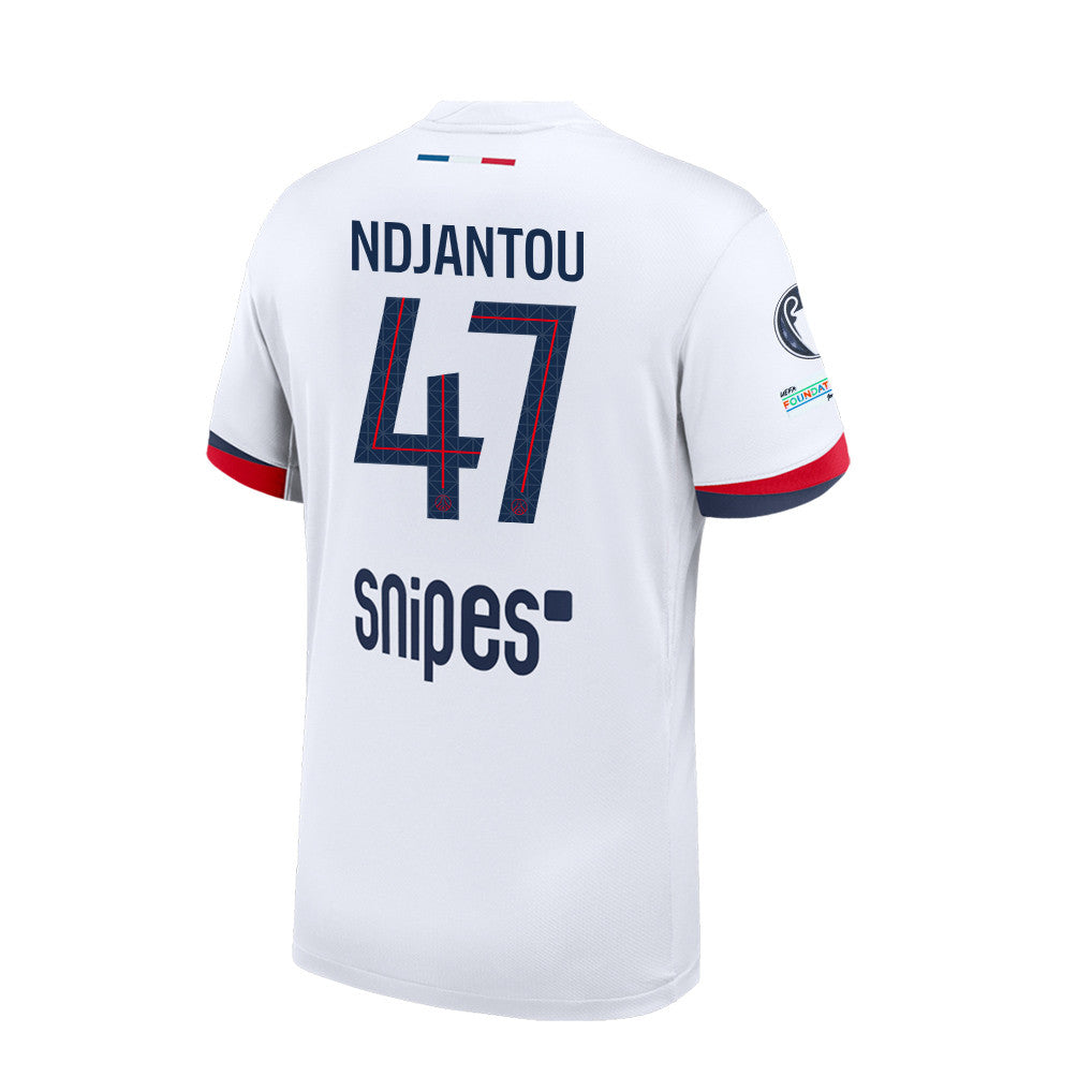Quentin Ndjantou 47 Paris Saint-Germain 25/26 Final Match Detail Away Jersey – Men, White