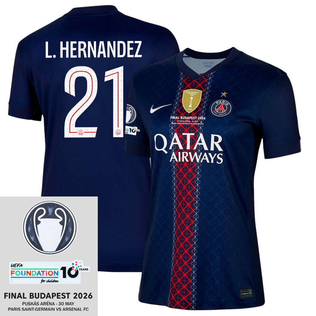 Lucas Hernández 21 Paris Saint-Germain 25/26 Final Match Details Edition Home Jersey - Women, Navy