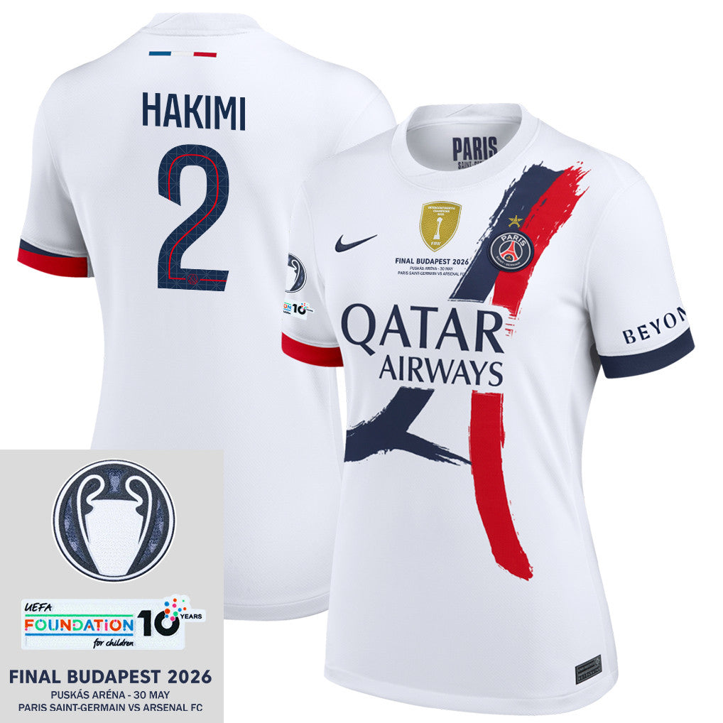 Achraf Hakimi 2 Paris Saint-Germain 25/26 Final Match Details Edition Away Jersey - Women, White