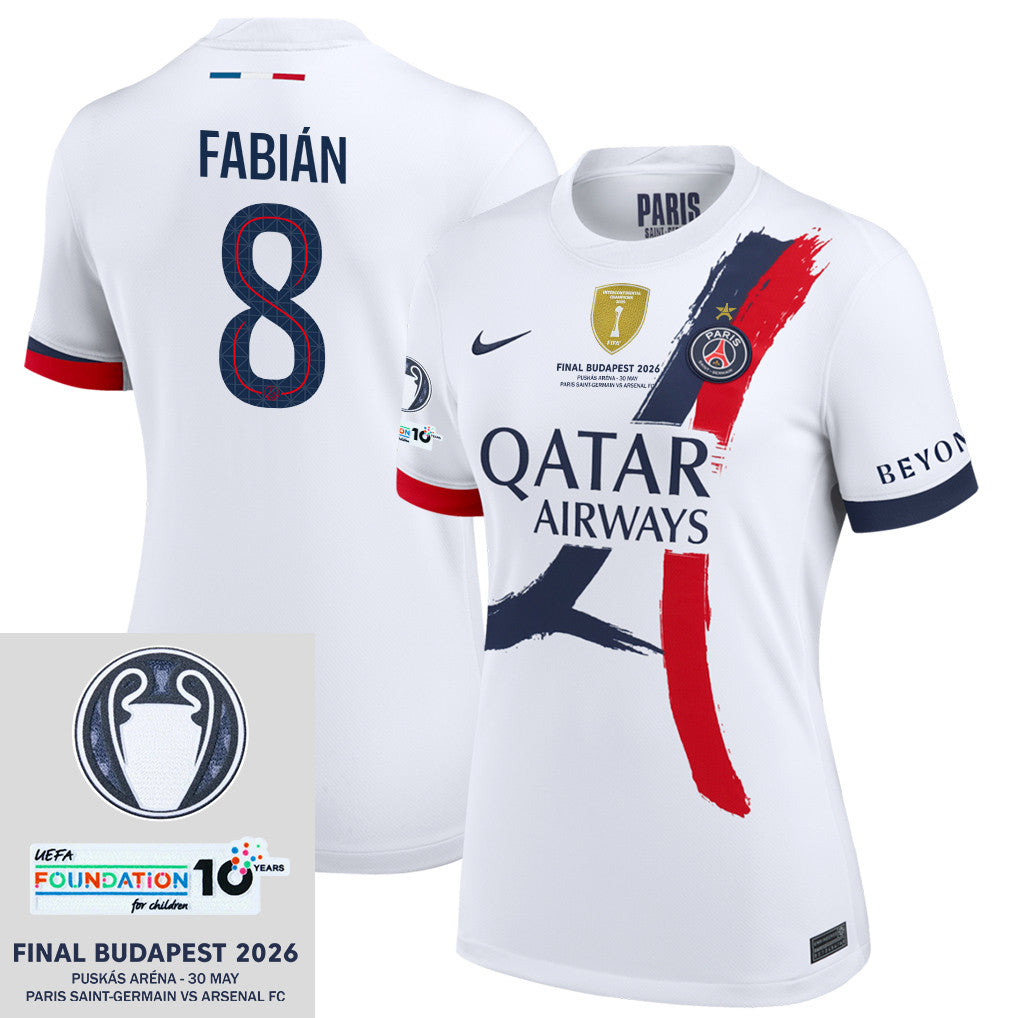 Fabián Ruiz 8 Paris Saint-Germain 25/26 Final Match Details Edition Away Jersey - Women, White