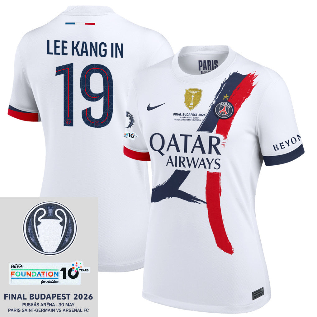 Kang-in Lee 19 Paris Saint-Germain 25/26 Final Match Details Edition Away Jersey - Women, White