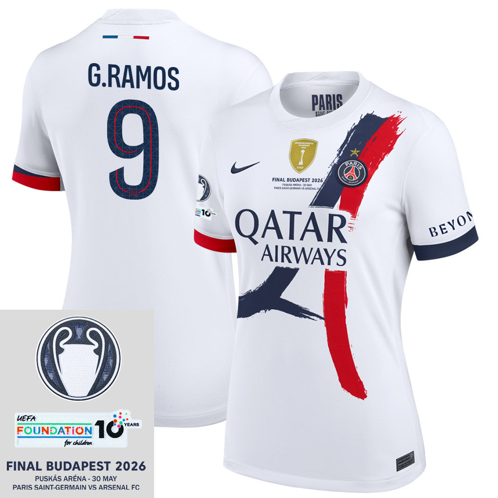 Gonçalo Ramos 9 Paris Saint-Germain 25/26 Final Match Details Edition Away Jersey - Women, White