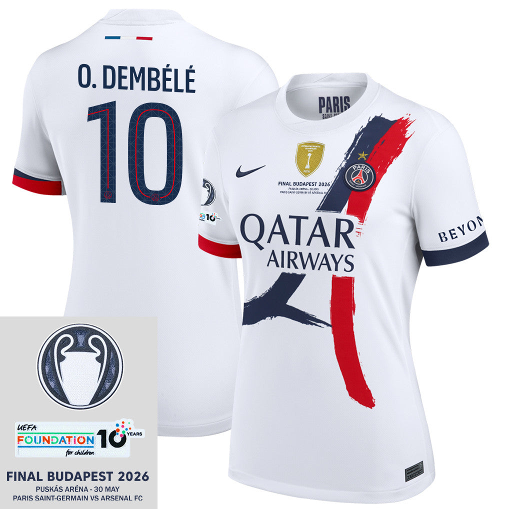 Ousmane Dembélé 10 Paris Saint-Germain 25/26 Final Match Details Edition Away Jersey - Women, White