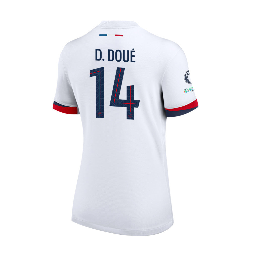 Désiré Doué 14 Paris Saint-Germain 25/26 Final Match Details Edition Away Jersey - Women, White