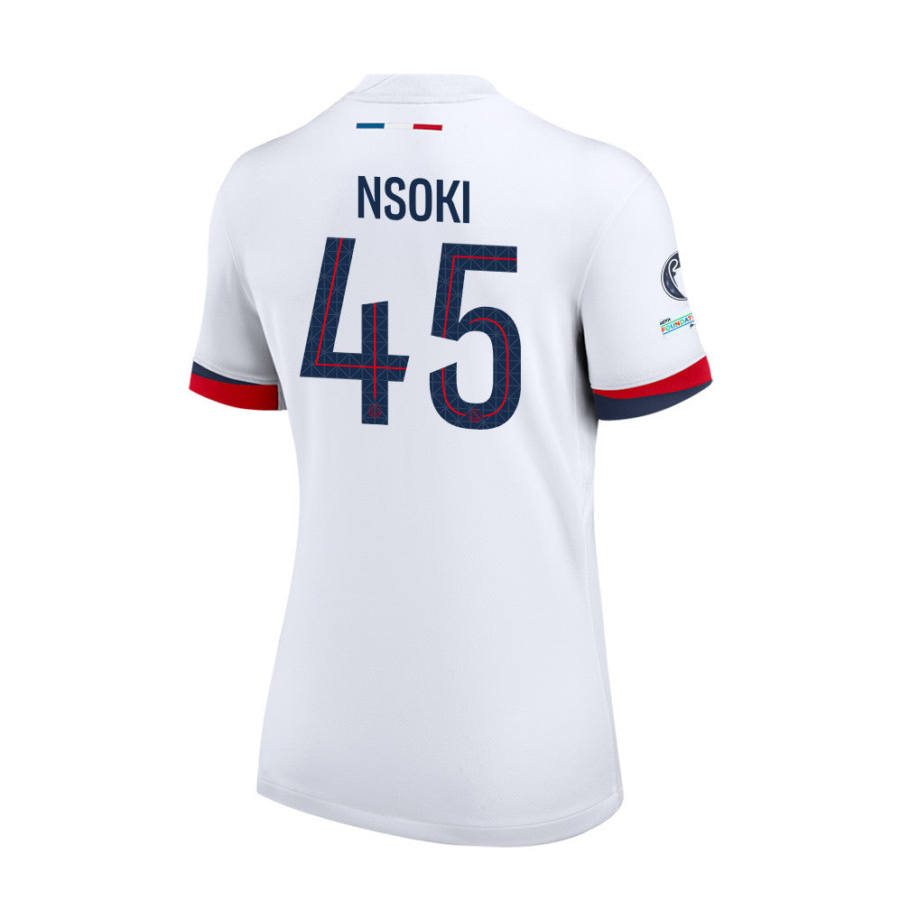 Noah Nsoki 45 Paris Saint-Germain 25/26 Final Match Details Edition Away Jersey - Women, White