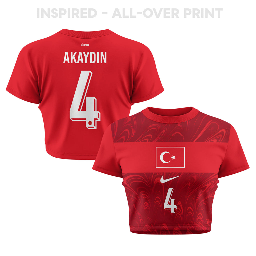 Samet Akaydin 4 Turkey 2026 Women's Home All-Over Print Cropped Jersey - Red