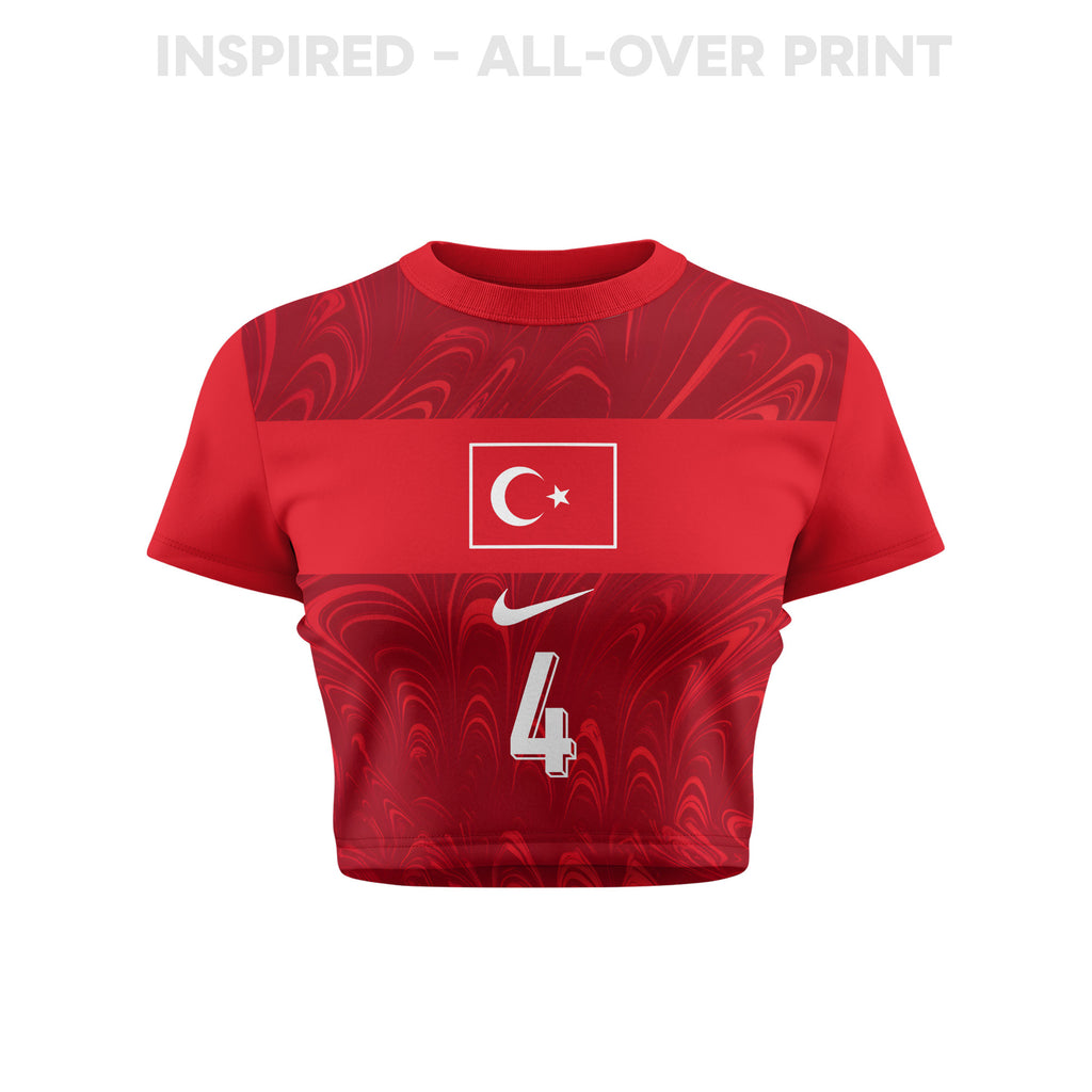 Samet Akaydin 4 Turkey 2026 Women's Home All-Over Print Cropped Jersey - Red