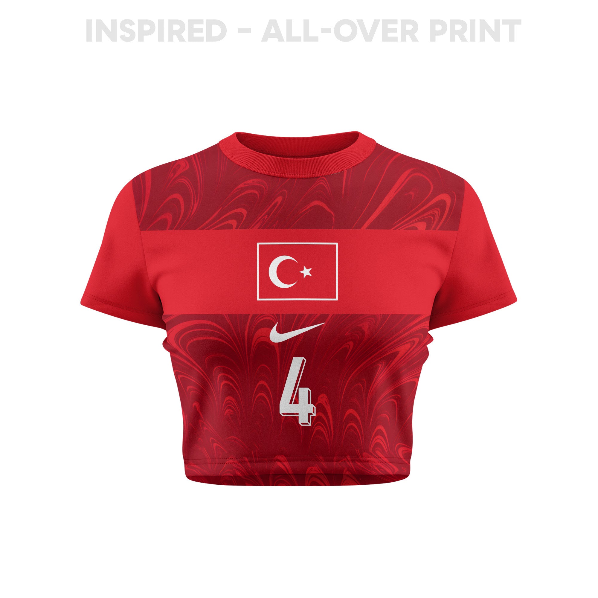 Samet Akaydin 4 Turkey 2026 Women's Home All-Over Print Cropped Jersey - Red