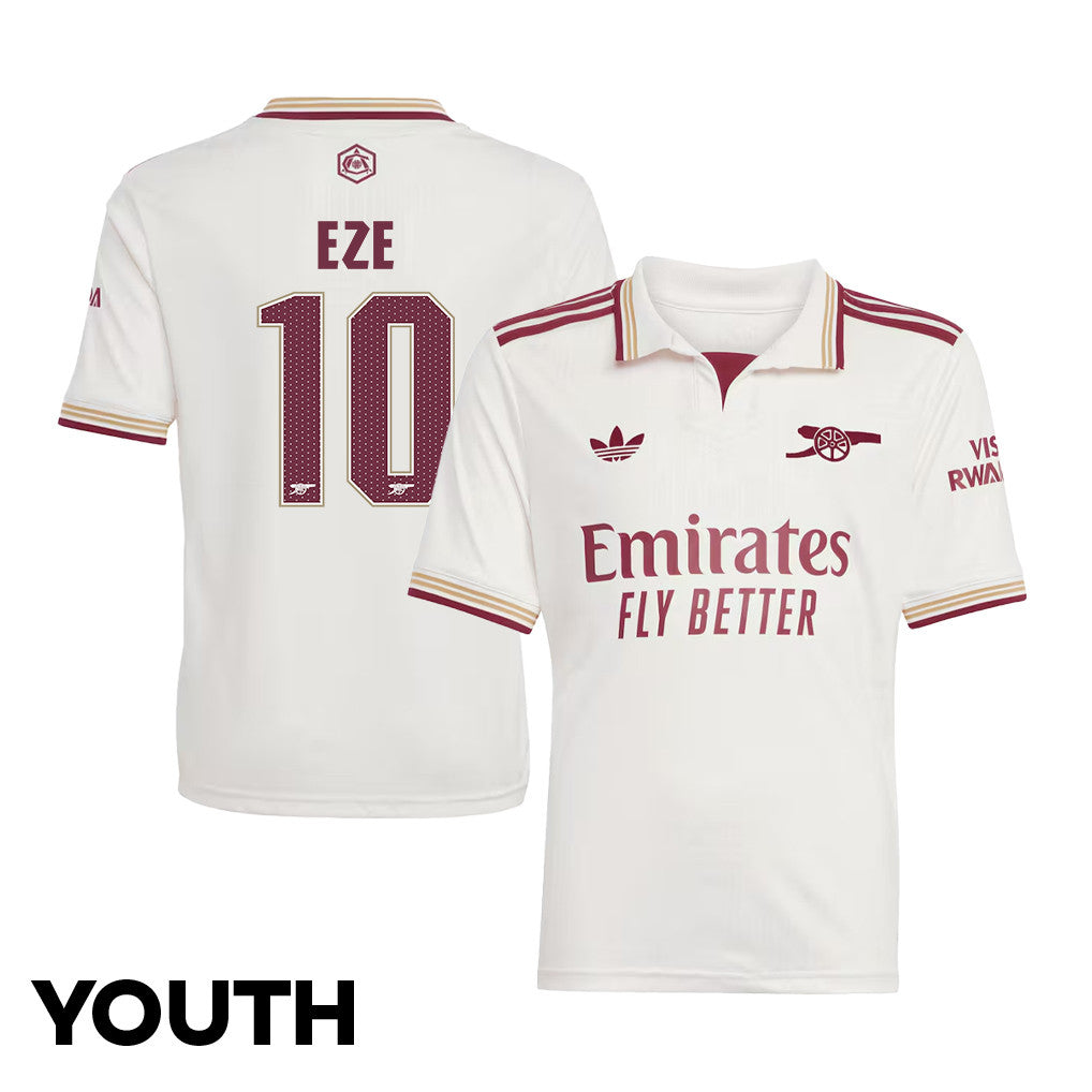 Eberechi Eze 10 Arsenal 25/26 Third YOUTH Jersey - White