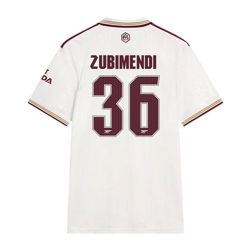 Martin Zubimendi 36 Arsenal 25/26 Third Men Jersey - White