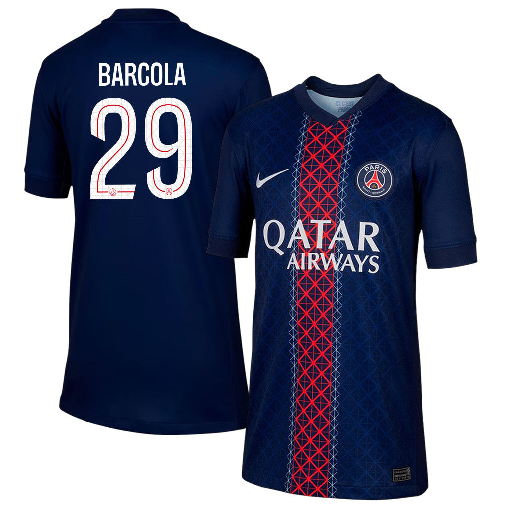 Bradley Barcola 29 Paris Saint-Germain 25/26 Home YOUTH Jersey - Navy