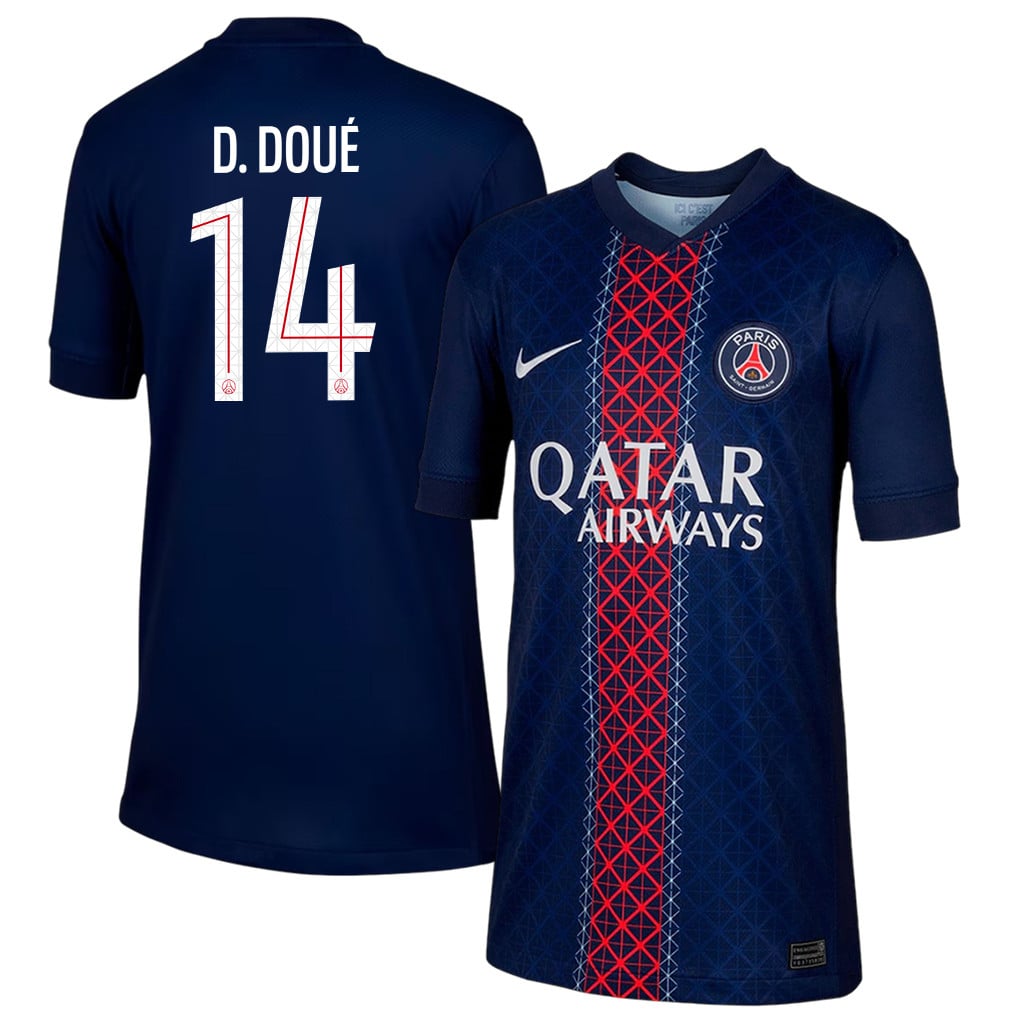 Désiré Doué 14 Paris Saint-Germain 25/26 Home YOUTH Jersey - Navy