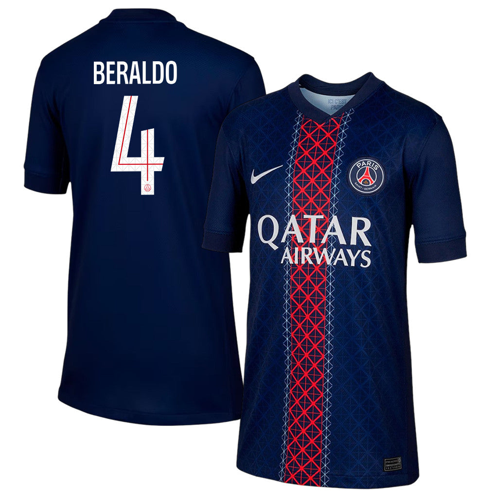 Lucas Beraldo 4 Paris Saint-Germain 25/26 Home YOUTH Jersey - Navy