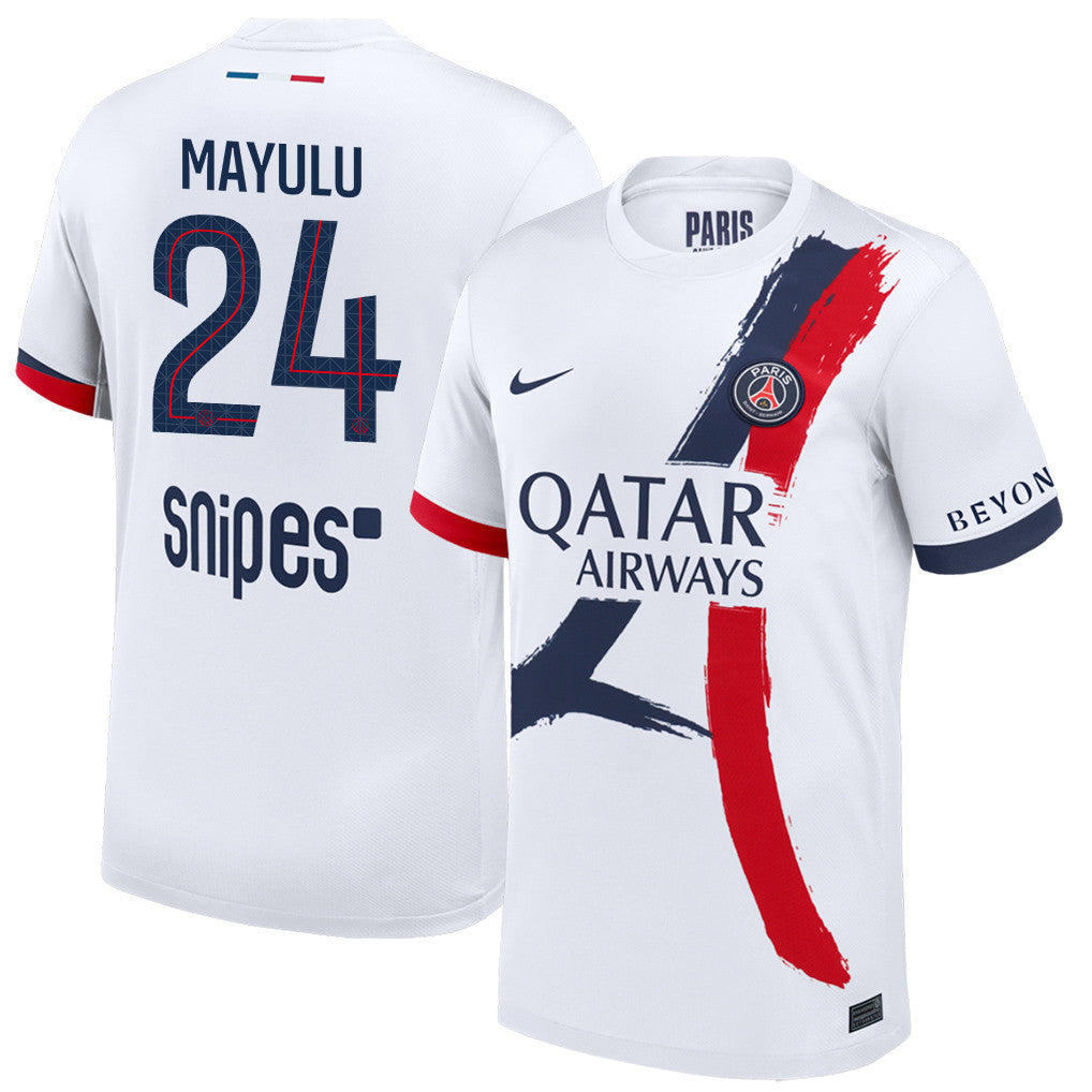 Senny Mayulu 24 Paris Saint-Germain 25/26 Away Men Jersey - White