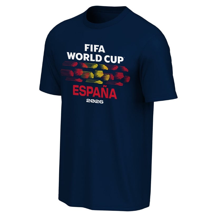 Spain FIFA World Cup 2026 Striped Soccer Ball Graphic T-Shirt - Navy