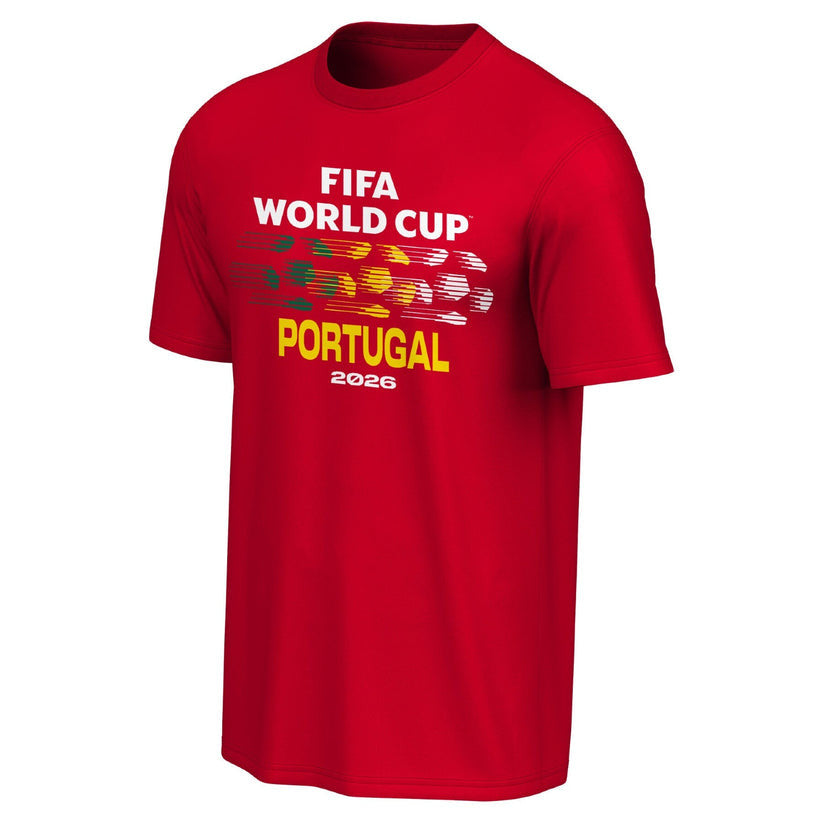 Portugal FIFA World Cup 2026 Striped Soccer Ball Graphic T-Shirt - Red