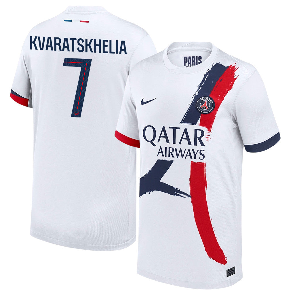 Khvicha Kvaratskhelia 7 Paris Saint-Germain 25/26 Away YOUTH Jersey - White