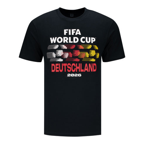 Germany FIFA World Cup 2026 Striped Soccer Ball Graphic T-Shirt - Black
