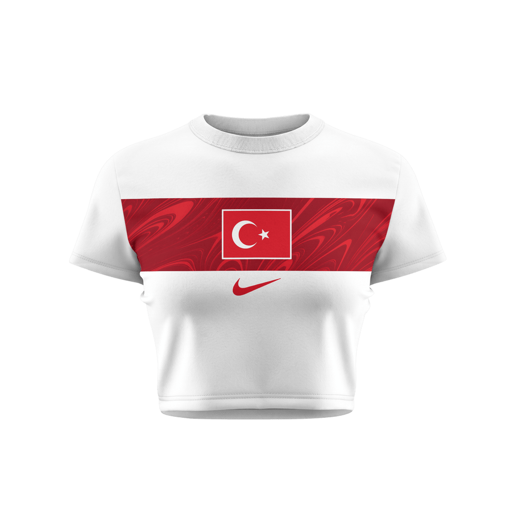 Turkey 2026 Women's Away All-Over Print Cropped Jersey - White