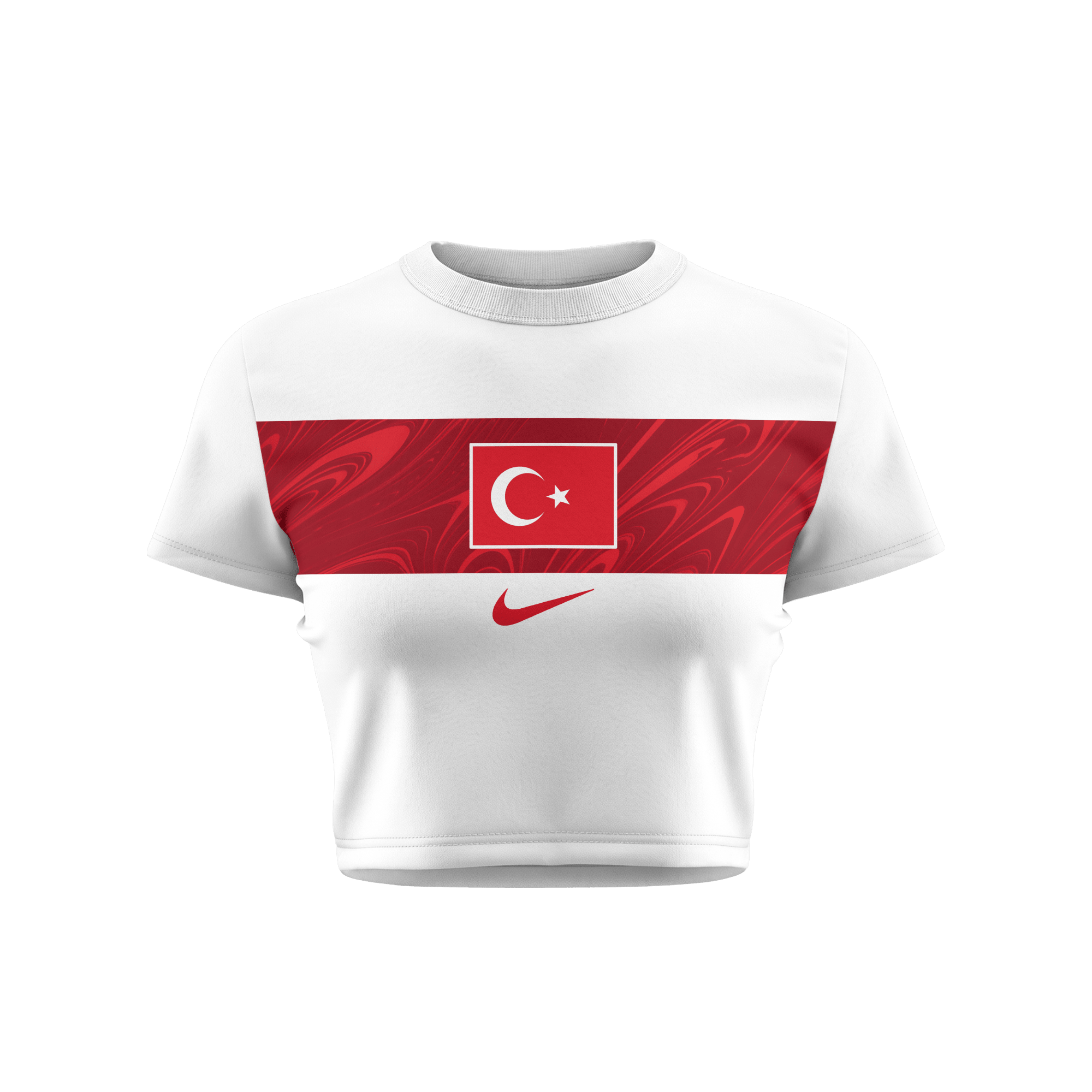 Turkey 2026 Women's Away All-Over Print Cropped Jersey - White