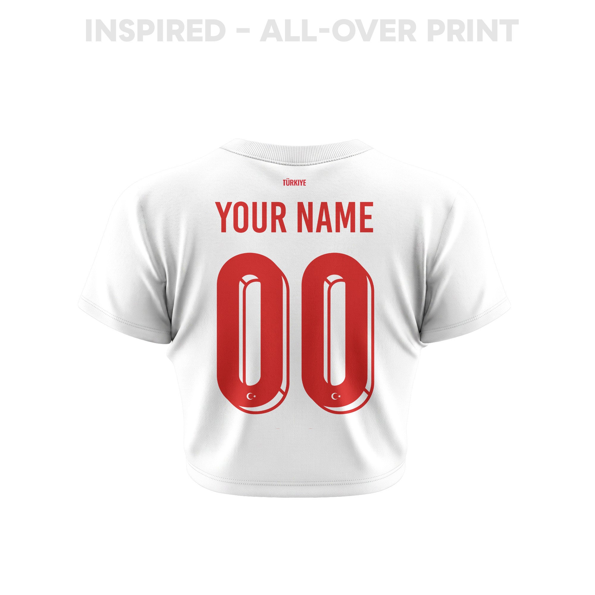 Turkey 2026 Women's Away Personalized All-Over Print Cropped Jersey - White