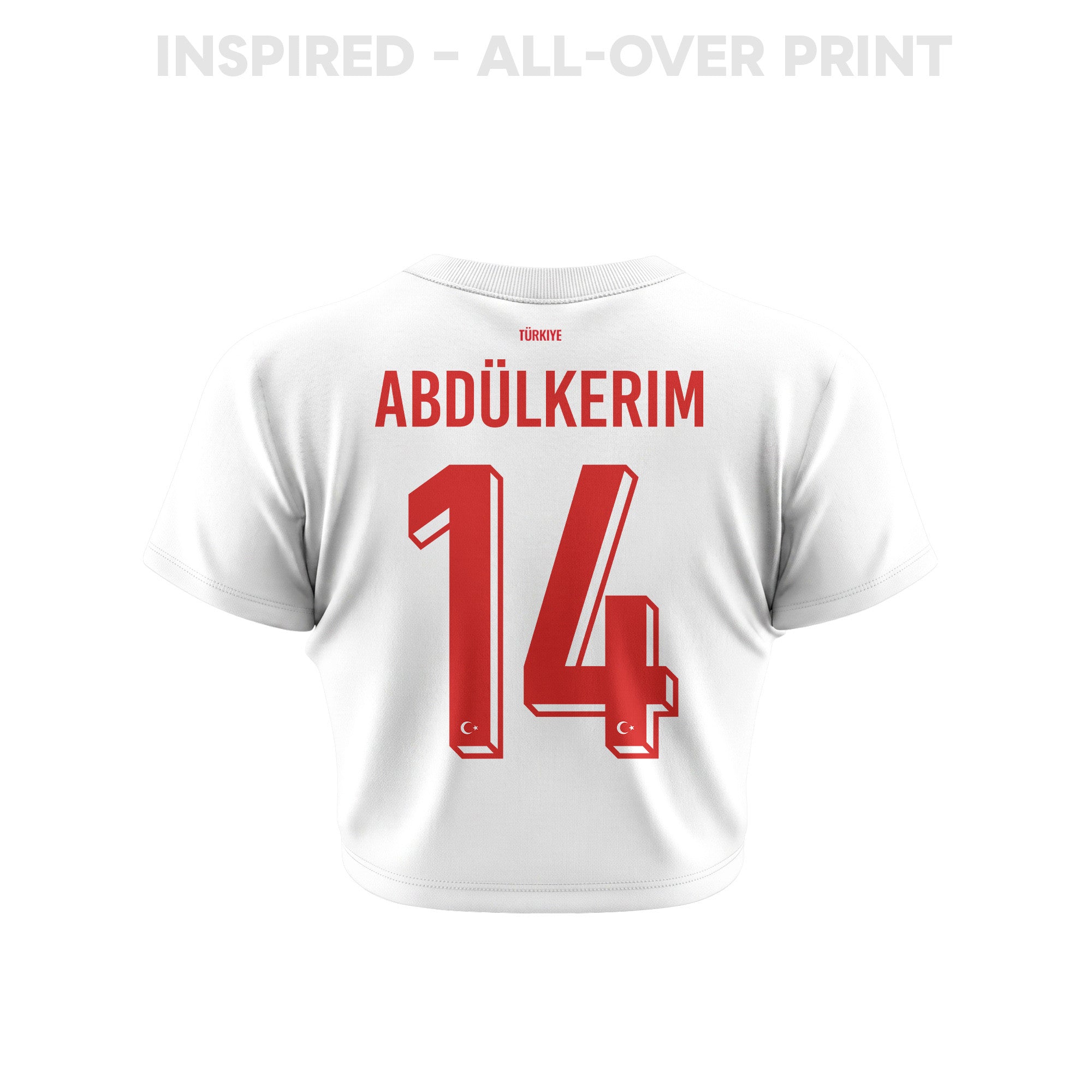 Abdulkerim Bardakci 14 Turkey 2026 Women's Away All-Over Print Cropped Jersey - White