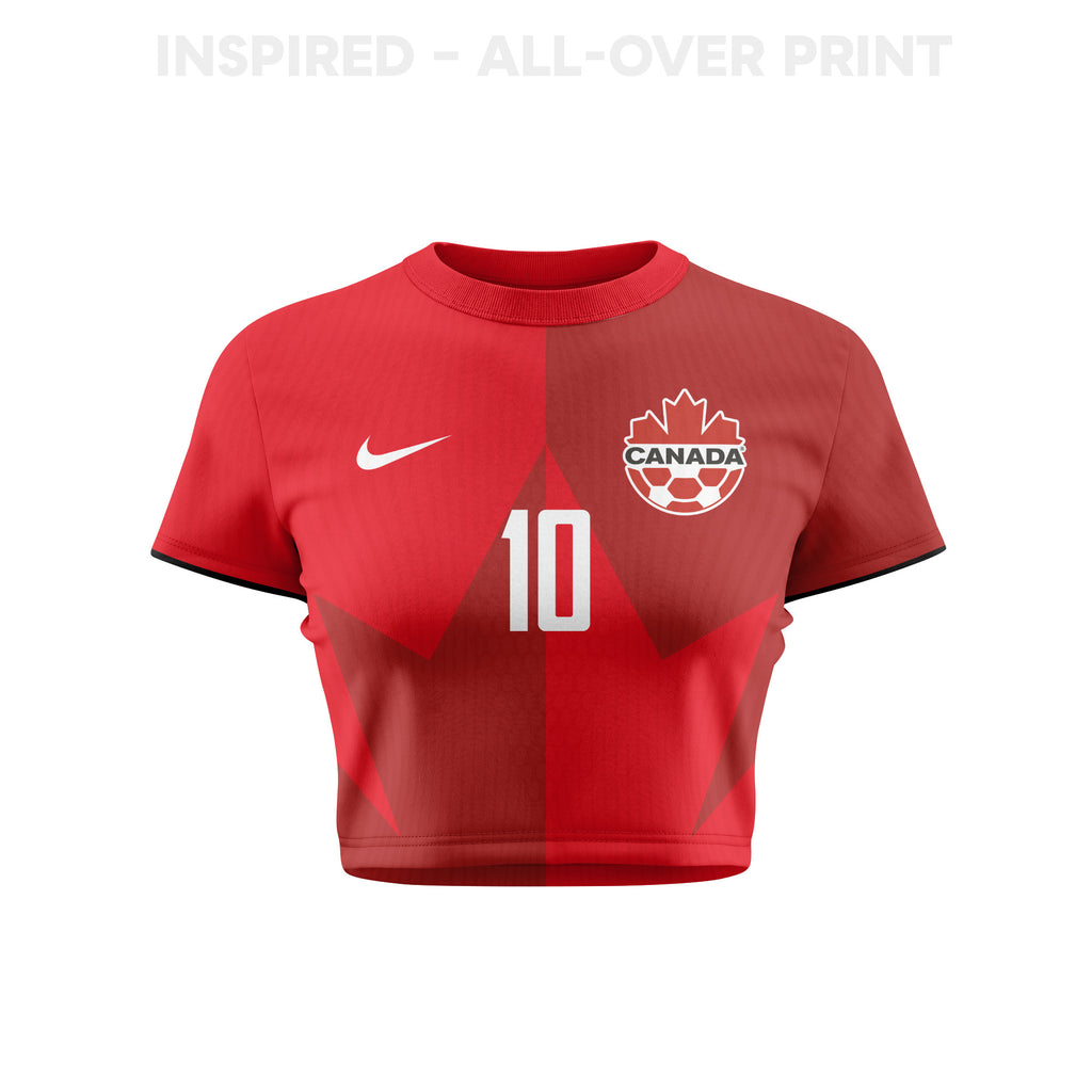 Jonathan David 10 Canada 2026 Women's Home All-Over Print Cropped Jersey - Red