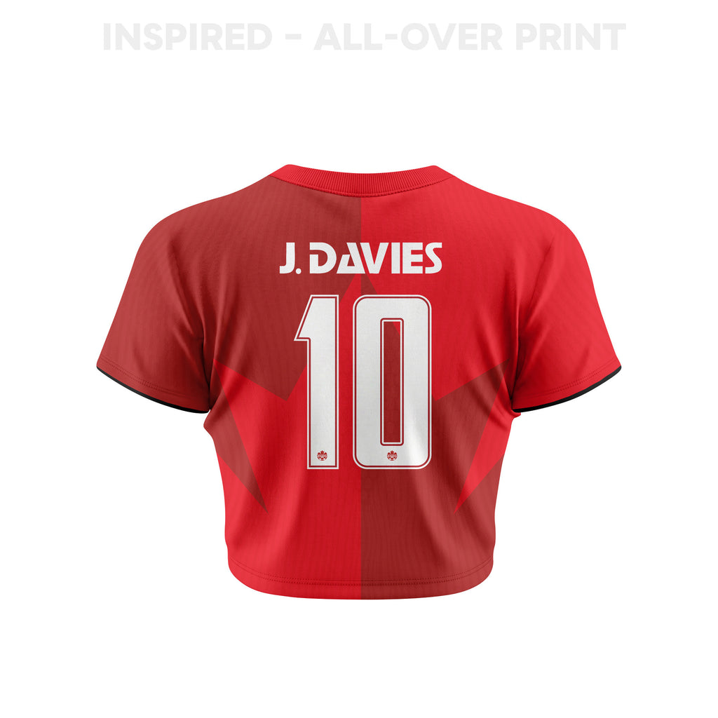 Jonathan David 10 Canada 2026 Women's Home All-Over Print Cropped Jersey - Red